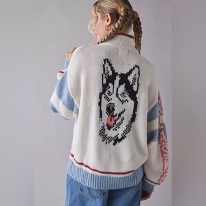 UO BDG Lizzie Alaska Husky Graphic Quarter Zip Pullover Sweater
